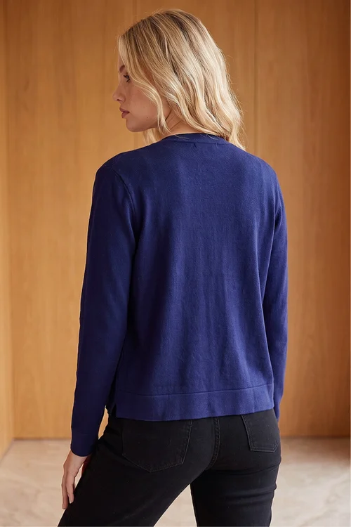 Roman Navy Petite Plain Stretch Cardigan - 8 Image 2