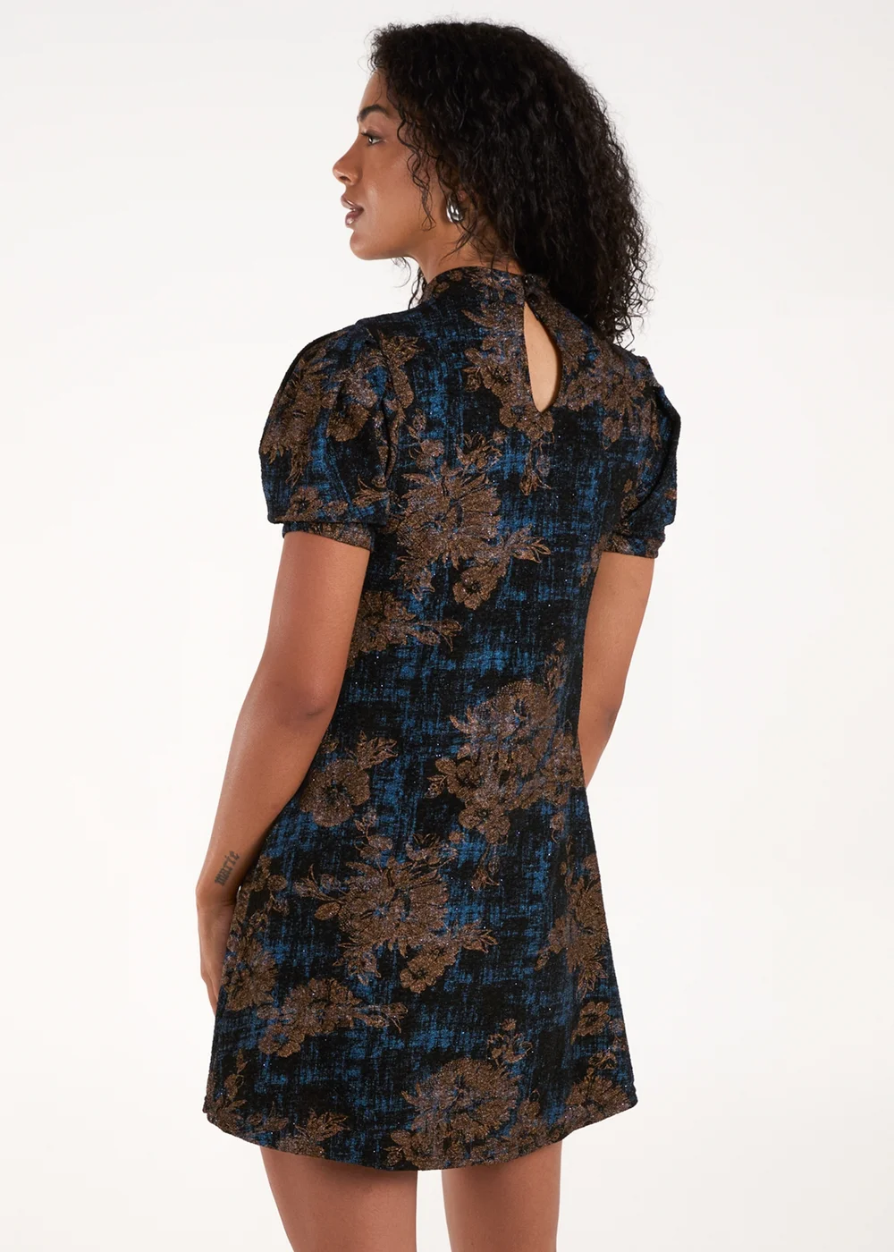 Blue Vanilla Blue High Neck Puff Sleeve Dress - XL Image 2