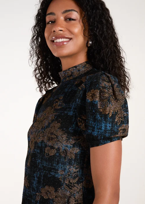 Blue Vanilla Blue High Neck Puff Sleeve Dress - XL Image 3