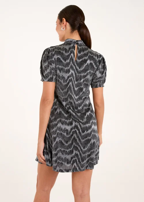 Blue Vanilla Silver Puff Sleeve Swing Dress - S Image 3