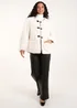 Blue Vanilla Cream Collarless Toggle Detail Fur Jacket - XL Image 6