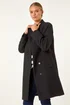 Roman Black Tailored Funnel Neck Pocket Detail Coat - 18 Image 2