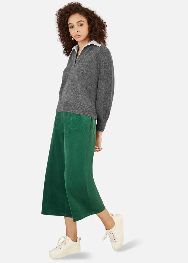 Yumi Grey Knitted Jumper With Collar Detail