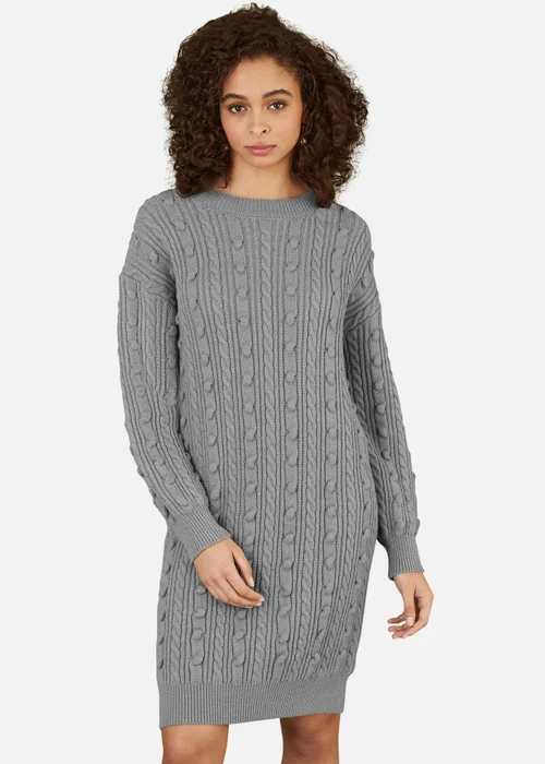 Yumi Grey Cable Knit Tunic Dress - Small/Medium Image 2