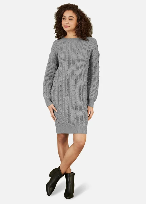 Yumi Grey Cable Knit Tunic Dress - Small/Medium Image 1