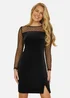 Yumi Black Velvet Dress With Sheer Long Sleeves - 8 Image 2