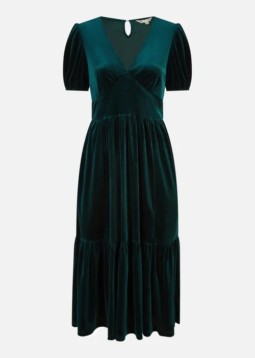 Yumi Green Velvet Midi Dress - 16 Image 3