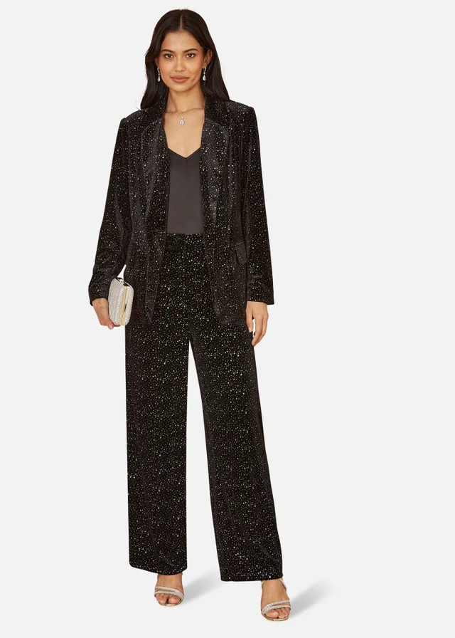 Yumi Black Velvet Sparkle Oversize Blazer