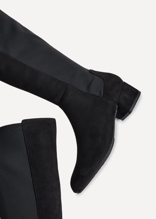 Linzi Sloane Black Faux Suede Long Low Heeled Boot - Size 6 Image 4