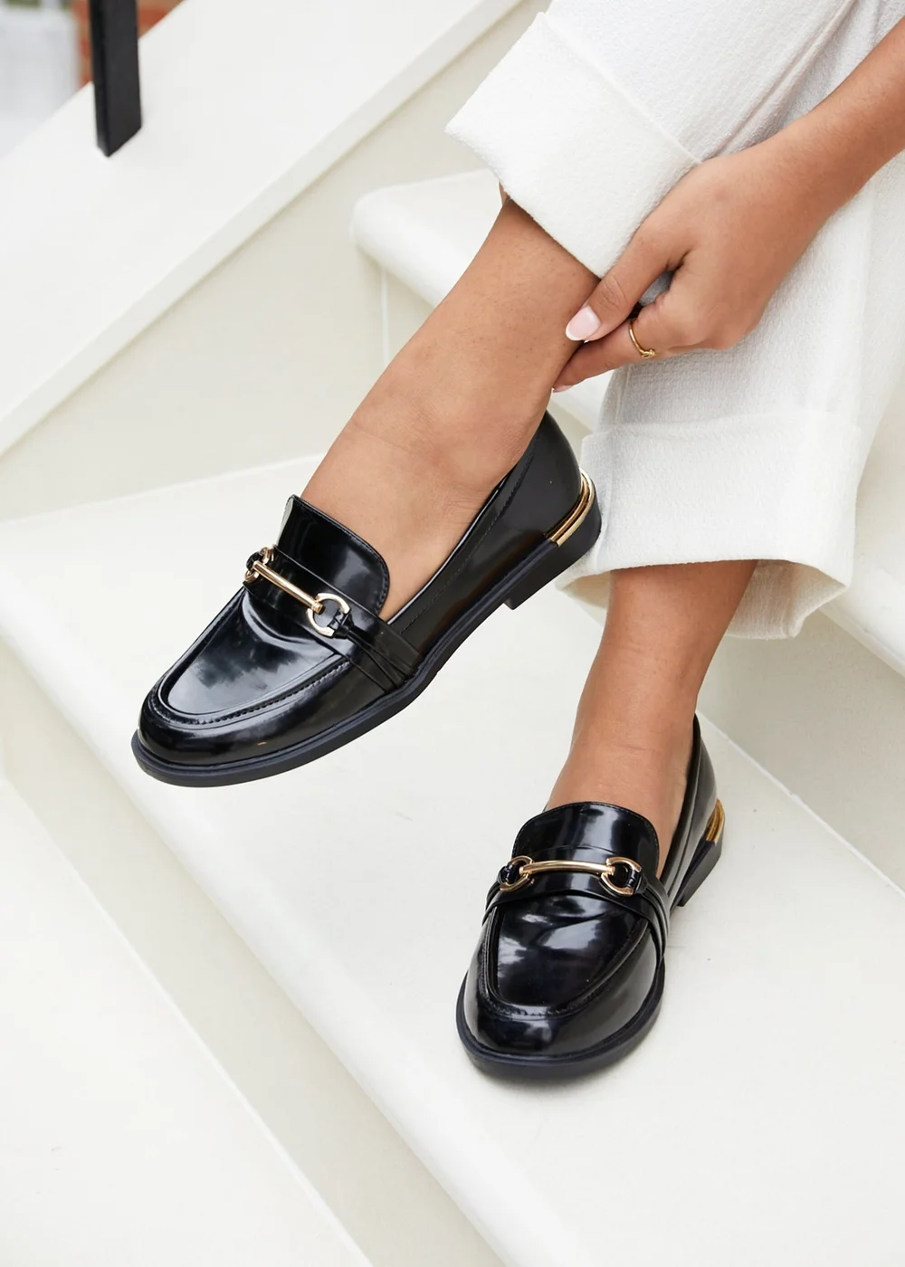 Linzi Breeze Black Faux Leather Loafer - Size 3 Image 1