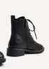 Linzi Ashleigh Black Faux Leather Lace Up Military Boot - 4 Image 4