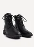 Linzi Ashleigh Black Faux Leather Lace Up Military Boot - 4 Image 5