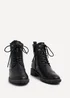 Linzi Ashleigh Black Faux Leather Lace Up Military Boot - 4 Image 3