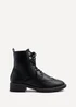 Linzi Ashleigh Black Faux Leather Lace Up Military Boot - 4 Image 2