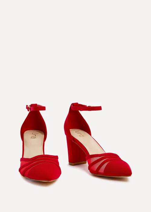 Linzi Tasha Red Scuba Block Court Heel - Size 6 Image 3