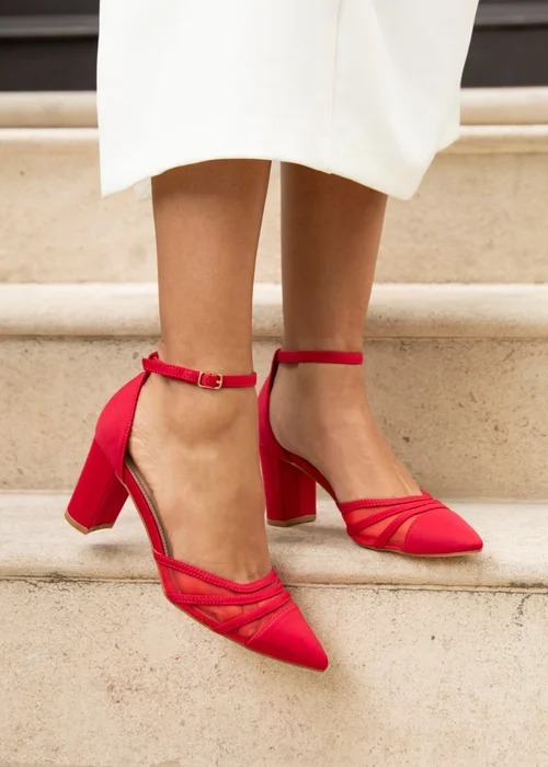 Linzi Tasha Red Scuba Block Court Heel - Size 6 Image 1