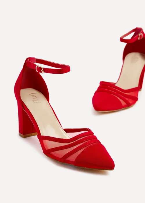 Linzi Tasha Red Scuba Block Court Heel - Size 6 Image 4