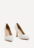 Linzi Dreaming Ivory Satin Hot Fix Pearl Court Heels - Size 6 Image 3