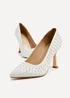 Linzi Dreaming Ivory Satin Hot Fix Pearl Court Heels - Size 6 Image 4