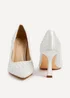 Linzi Dreaming Ivory Satin Hot Fix Pearl Court Heels - Size 6 Image 5
