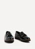 Linzi Bowen Black Patent & Lizard Faux Leather Loafer - Size 4 Image 3