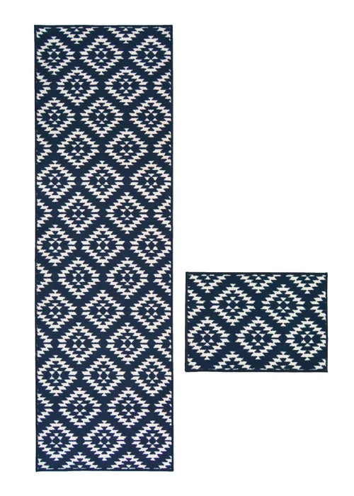 Homemaker Navy Aztec Runner and Doormat - 57 X 180 (57 X 40) Image 2