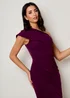 Chi Chi London Purple One Shoulder Wrap Detail Midi Dress - Size 16 Image 2