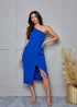 Chi Chi London Blue One Shoulder Split Detail Midi Dress - Size 14 Image 4