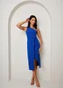 Chi Chi London Blue One Shoulder Split Detail Midi Dress - Size 14 Image 1