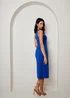 Chi Chi London Blue One Shoulder Split Detail Midi Dress - Size 14 Image 3