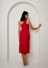 Chi Chi London Red One Shoulder Split Detail Midi Dress - Size 16 Image 3