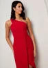Chi Chi London Red One Shoulder Split Detail Midi Dress - Size 16 Image 2