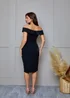 Chi Chi London Black Bardot Split Detail Bodycon Midi Dress - Size 10 Image 2
