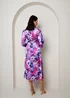 Chi Chi London Purple Long Sleeve Floral Wrap Dress - Size 16 Image 3