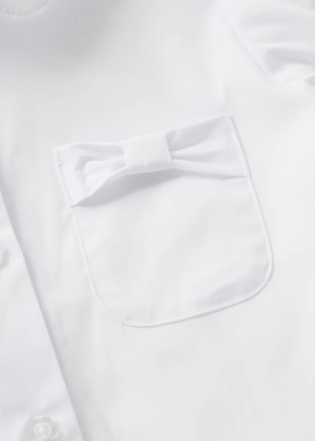 2 Pack Girls White Bow Pocket Shirts (4-13yrs)