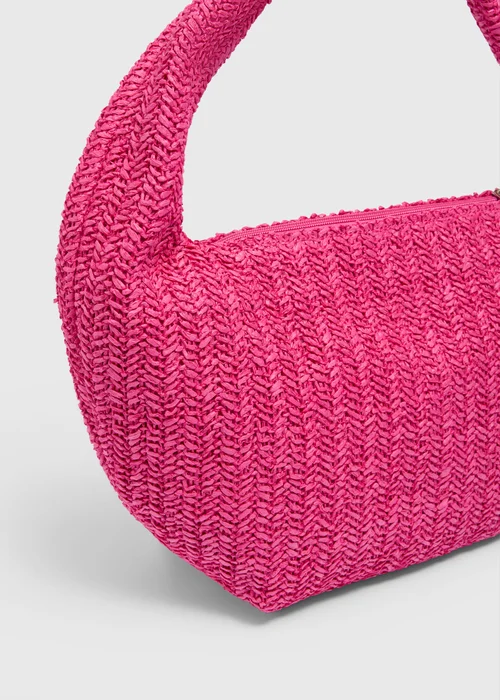 Pink Straw Shoulder Bag - One Size Image 3