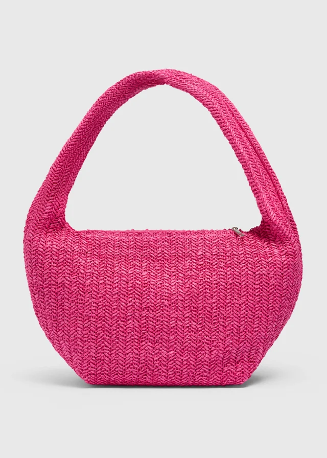 Pink Straw Shoulder Bag