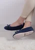 Totes Isotoner Navy Ladies Popcorn Ballet Slippers - M Image 2
