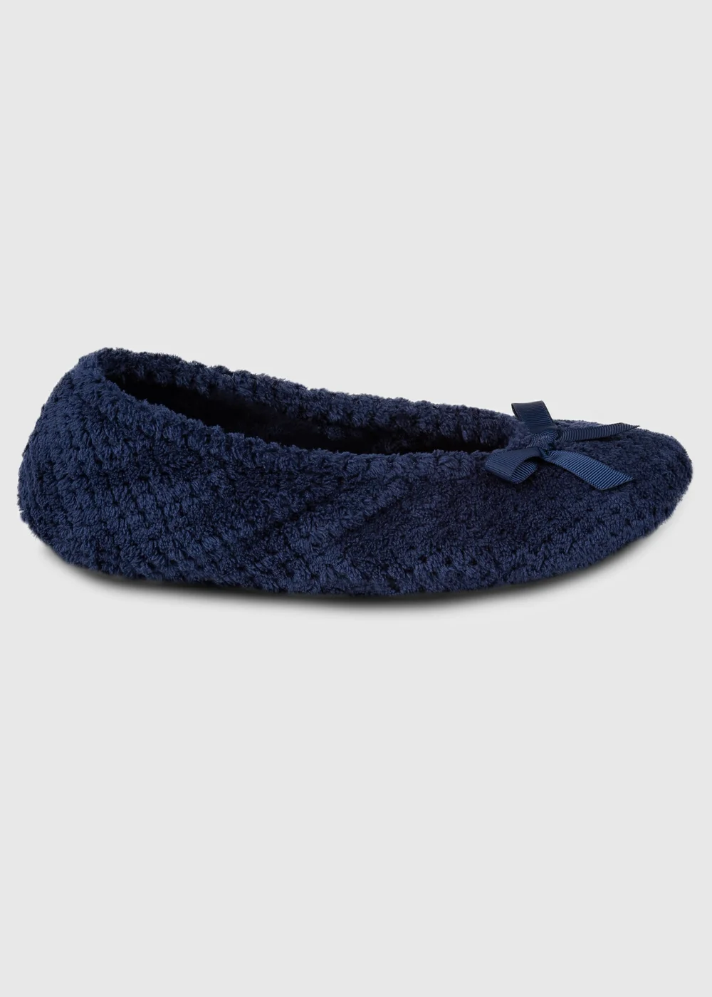 Totes Isotoner Navy Ladies Popcorn Ballet Slippers - 4-5 Image 4