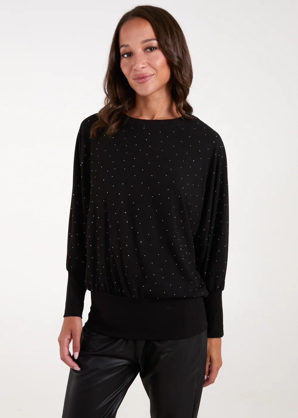 Blue Vanilla Black Batwing Top With Diamantes - One Size Image 1
