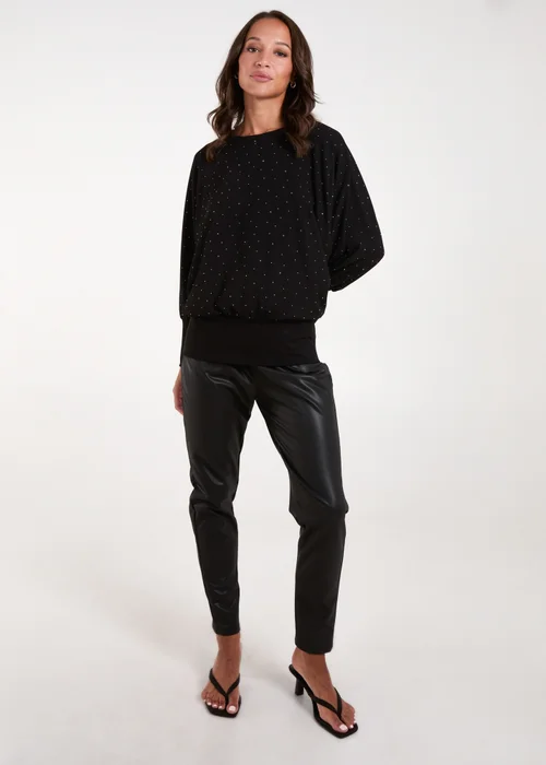 Blue Vanilla Black Batwing Top With Diamantes - One Size Image 4