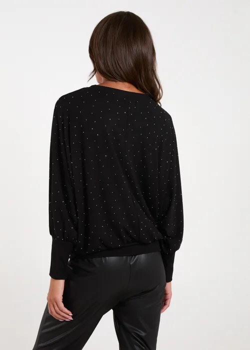 Blue Vanilla Black Batwing Top With Diamantes - One Size Image 2