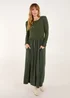 Blue Vanilla Khaki Long Sleeve Scuba Crepe Skirt Dress - One Size Image 4