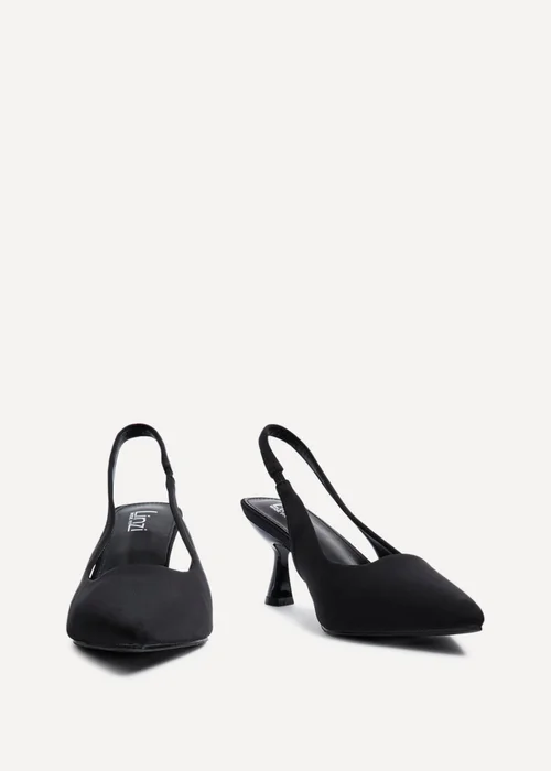 Linzi Izzie Wide Fit Black Lycra Sling Back Low Court Heel - Size 4 Image 3