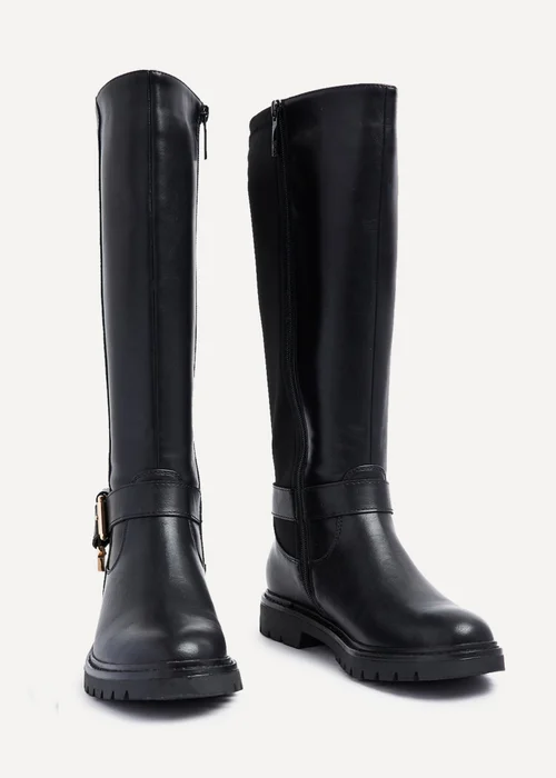 Linzi Regent Black Faux Leather High Leg Boot - Size 6 Image 3