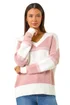 Roman Pink V-Neck Stripe Knit Jumper - Size 18 Image 1
