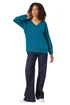 Roman Teal Soft V-Neck Side Split Knit Sweater - Size 14 Image 2
