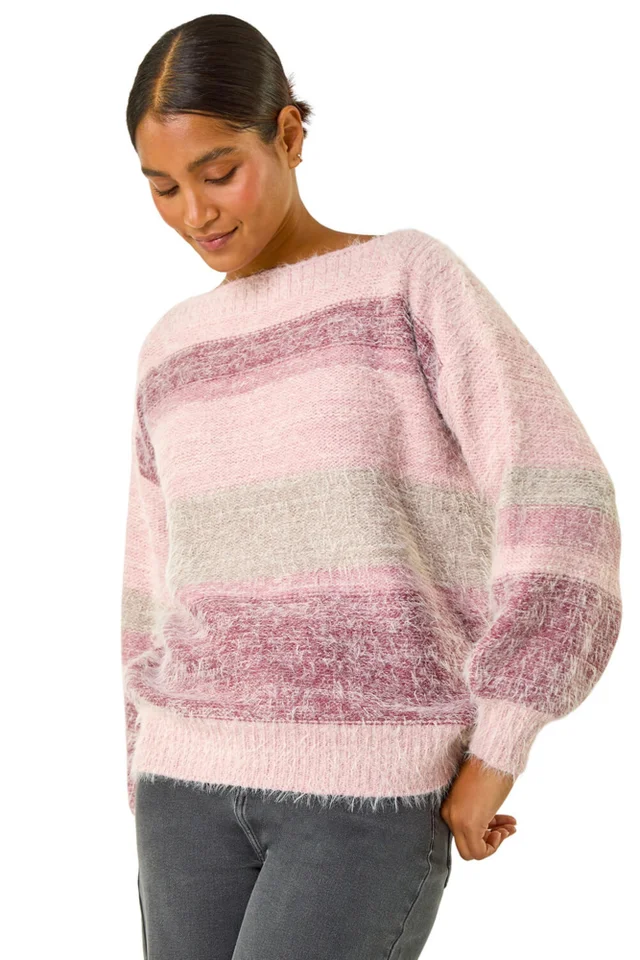 Roman Pale Pink Soft Stripe Knit