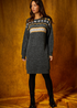 Roman Dark Grey Nordic Print Knitted Jumper Dress - Size 20 Image 3