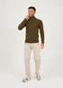 Brave Soul Khaki Zip Through Funnel Neck Knit Cardigan - Large Image 4